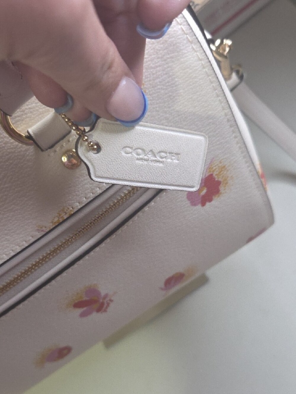 Coach Rowan Cream Floral Mini Satchel with Crossbody Strap - Picture 2 of 8